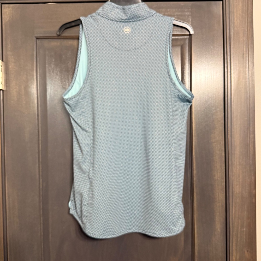 Peter Millar Womens Blue Geometric Sleeveless Quarter Zip Golf Top UPF 50+ Sz M - Picture 6 of 7